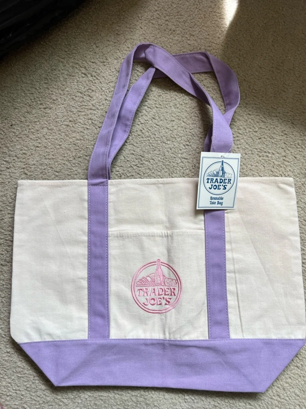 Trader Joe’s LARGE Lavender Canvas Tote Bag - Picture 2 of 3